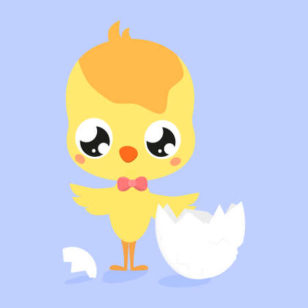 Cute animal. Hand drawn characters. chick, easterのイラスト素材