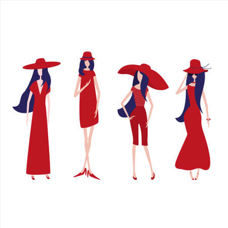 Happy Women Young girl minimalism abstract trendyのイラスト素材