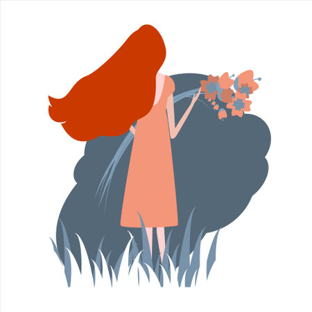 Happy Women Young girl minimalism abstract trendyのイラスト素材