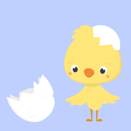 Cute animal. Hand drawn characters. chick, easterのイラスト素材