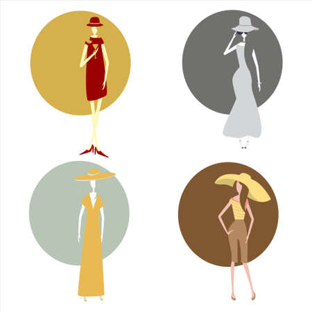 Happy Women Young girl minimalism abstract trendyのイラスト素材