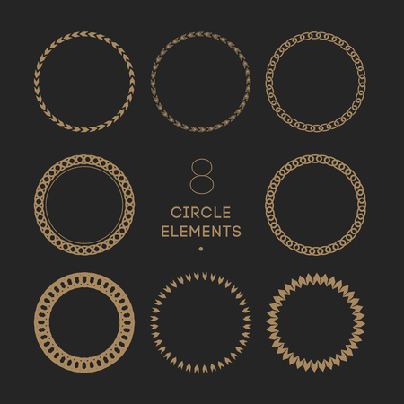 collection of 8 circle frames. Chain and Chevronのイラスト素材