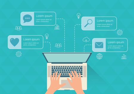 Modern infographic with laptop. Flat design. Vector Illustration EPS 10.のイラスト素材