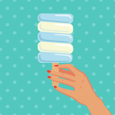 Woman hold ice cream. Vector illustration. Eps10のイラスト素材