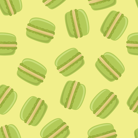 Seamless pattern with green macaroon cookies. Vector illustration.のイラスト素材