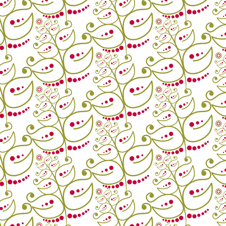 illustration seamless pattern of green plantsの写真素材