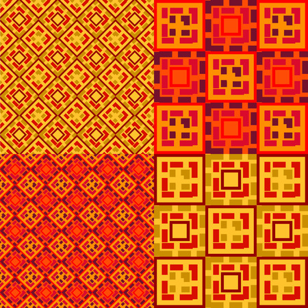 seamless pattern red yellow pattern symmetryのイラスト素材