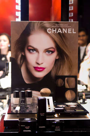 MEXICO CITY - September 9, 2014: Chanel makeup class customized with some Instyle magazine subscribers in Pop Store Chanel Antara Polanco.のeditorial素材