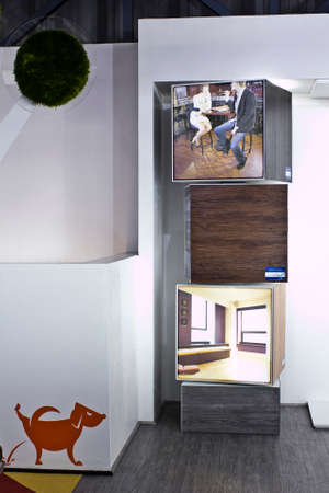 wood samples in a showroomの写真素材