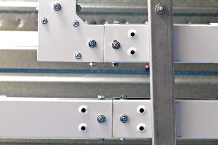 White metal channel for cable layingの写真素材