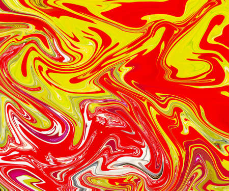 Colorful orange and yellow pouring background. Fluid art. Marble backdrop. Abstract background.の写真素材