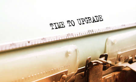 Angled text typed on paper using an antique typewriter. Vintage lettering, retro style, grunge, business or marketing concept.の写真素材