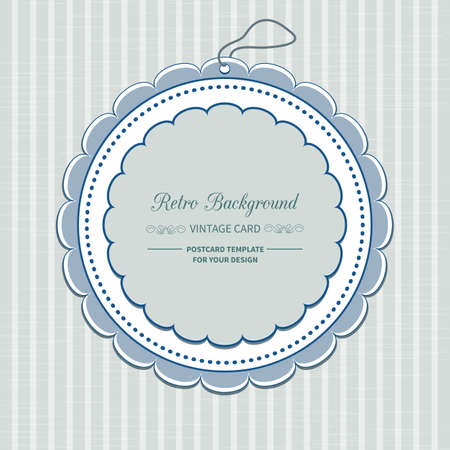 vector vintage card on striped background and frameのイラスト素材