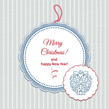 vector Hand drawn sheep on background vintage framesのイラスト素材