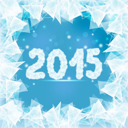 ice figures 2015 on winter window with abstract pieces iceのイラスト素材