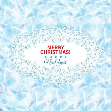 Christmas card with abstract pieces of ice and snowflakes frameのイラスト素材