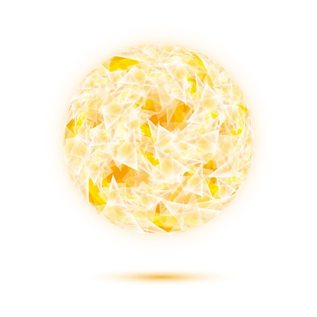 Abstract globe with cracked ice cubes and gold luminescence on white backgroundのイラスト素材