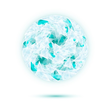 Abstract globe with cracked ice cubes and dark blue luminescence on white backgroundのイラスト素材