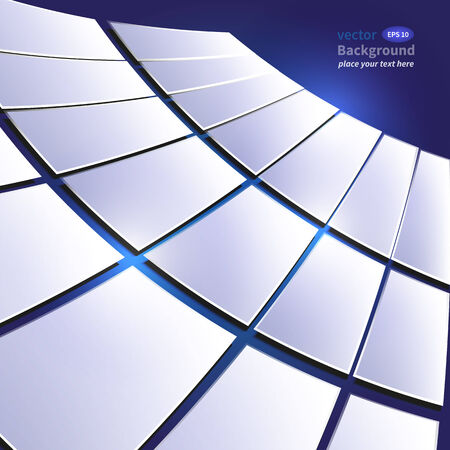 abstract geometric flying panels on dark blue backgroundのイラスト素材