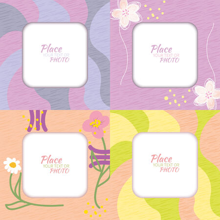 four photo frames in primitive style multicolorのイラスト素材