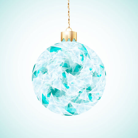 One Christmas silver ball with cracked ice cubes on white backgroundのイラスト素材