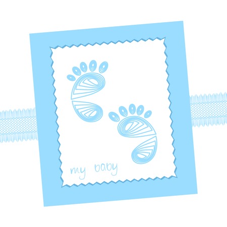 Baby arrival card traces footprints icon and laceのイラスト素材