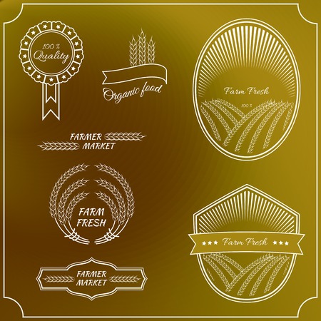 Set of farm fresh labels, badges and design elementsのイラスト素材