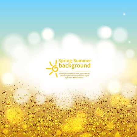 Beach sand and sky. Abstract bokeh lights. defocused backgroundのイラスト素材