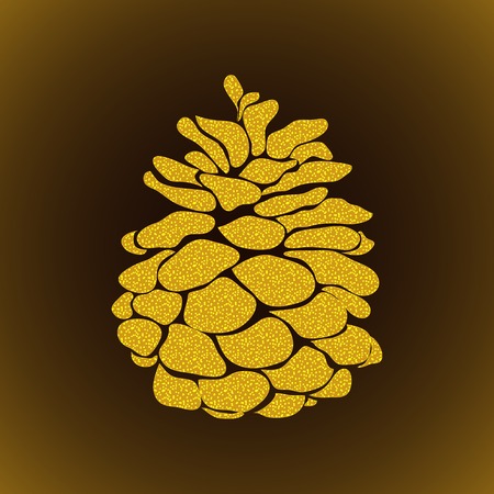 Golden pine cone Christmas tree on dark backgroundのイラスト素材
