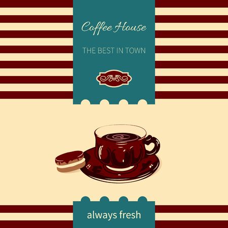 Coffee Mug and cookies.Menu for restaurant, cafe, coffee houseのイラスト素材
