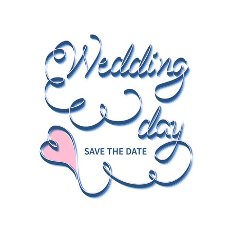 Wedding day, save the date.Inscription hand letters with swirls in the style of Kvilling.のイラスト素材