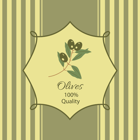 Frame with an olive branch and text on a striped backgroundのイラスト素材