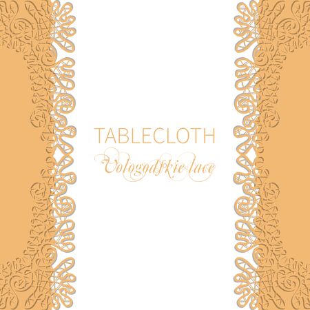 Template wedding invitations and cards.Tablecloth or napkin with decorative delicate Vologda lace.のイラスト素材