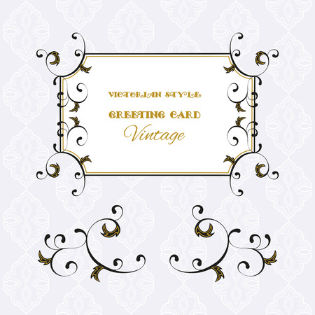 Set of vintage frames with vignettes in Victorian style. Ornate element for design. Ornamental patterns for wedding invitations, birthday and greeting cards.のイラスト素材