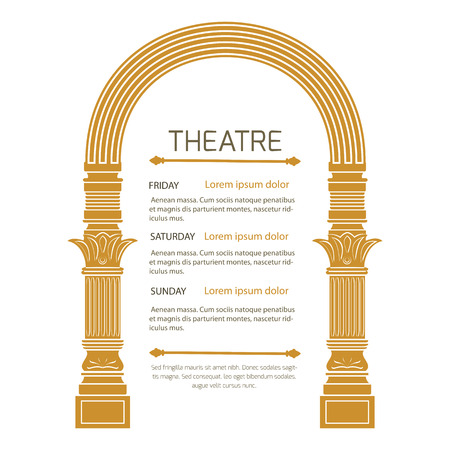 Fantasy ancient arch in vintage style on white background.Theatrical poster invitation to show.のイラスト素材