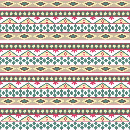 Striped hand painted seamless pattern with ethnic and tribal motifs, zigzag lines in multiple bright...