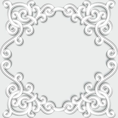 Luxury white frame ornament art deco isolated on white backgroundのイラスト素材