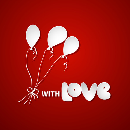 Paper drawing of air ballons and note with loveのイラスト素材