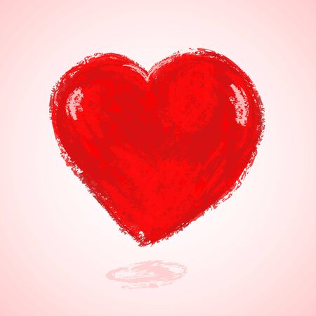 Heart shape painted red watercolor by brush isolatedのイラスト素材