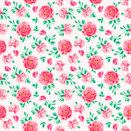 seamless pattern of floral ornament wallpaper background in vintage style print for textilesのイラスト素材