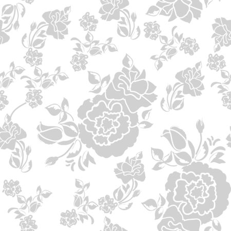 seamless pattern of floral ornament of roses for wallpaper background in vintage style print for textilesのイラスト素材