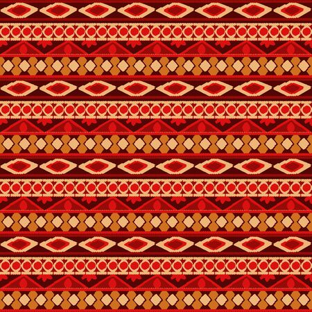 Striped hand painted seamless pattern with ethnic and tribal motifs, zigzag lines in multiple bright colors for textileのイラスト素材