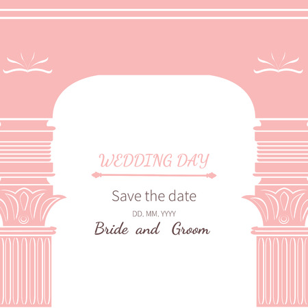 Postcard invitation to wedding.Frame vintage archway ornate, royal architectureのイラスト素材