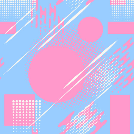 Memphis style background with trendy geometric elements.Modern abstract design poster, cover, card designのイラスト素材