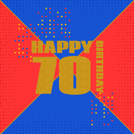 Anniversary card 70 years birthday.Design for poster or invitation. Memphis styleのイラスト素材