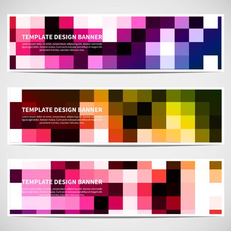 Banners set for business modern background design.Abstract pixel colored mosaic.Vector illustrationのイラスト素材