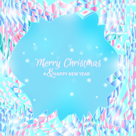 Christmas background from pieces of glass.Abstract frame of frozen ice texture on winter window.Luxurious texture.Vector illustrationのイラスト素材