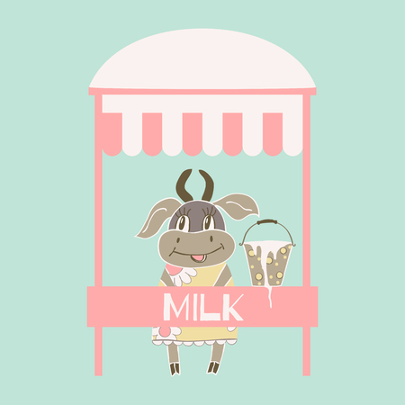 cartoon drawing of a cowのイラスト素材