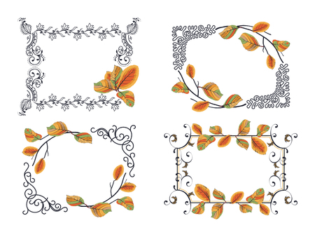 Set of frames frames with autumn leavesのイラスト素材