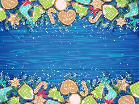 christmas background with gingerbread cookiesのイラスト素材